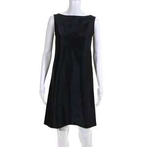 Balenciaga Paris Womens Vintage Boat Neck Taffeta Sheath Dress Black Size FR 38